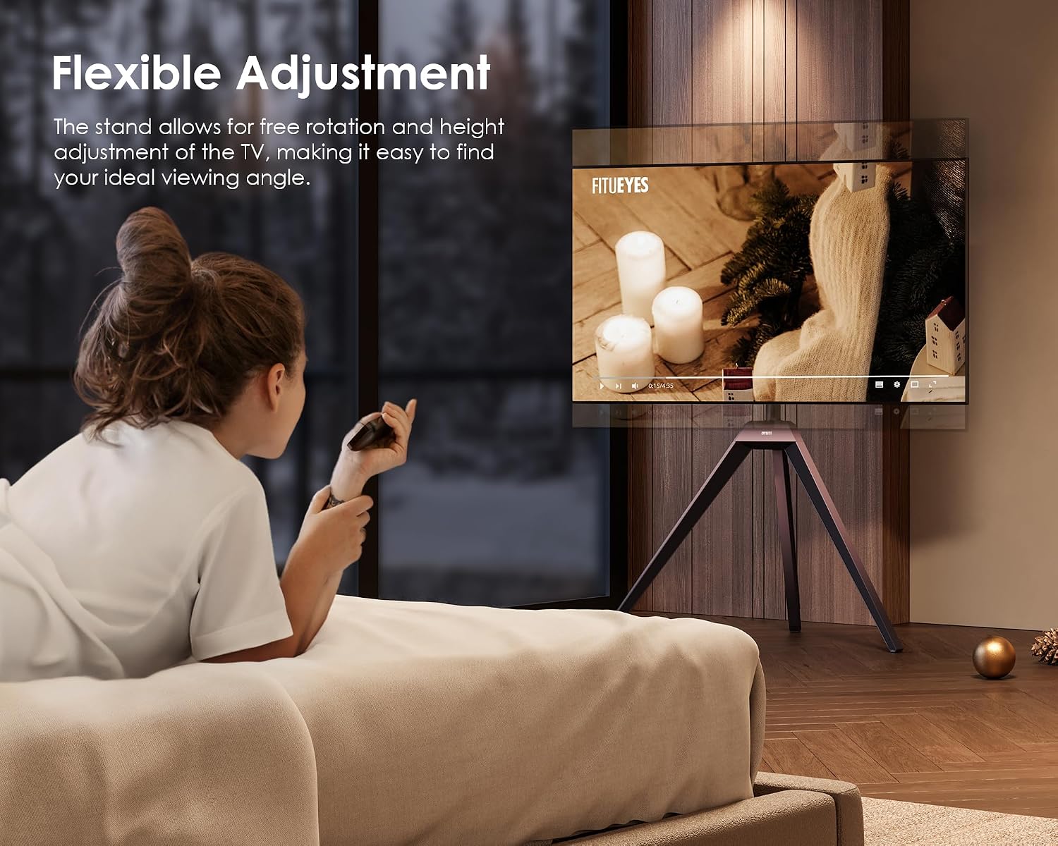 FITUEYES Picasso Series Corner TV Stand for 32–65 Inch TVs, Pink Gradient, Concealed Storage