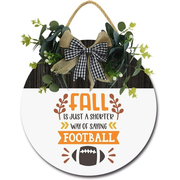 Eveokoki 12" Football Decoration Sign Fall Football Door Sign for Party Decoration Yard，Rustic Wooden Hanging Football Wreaths for Home Wall Decor Gift Outdoor Indoor