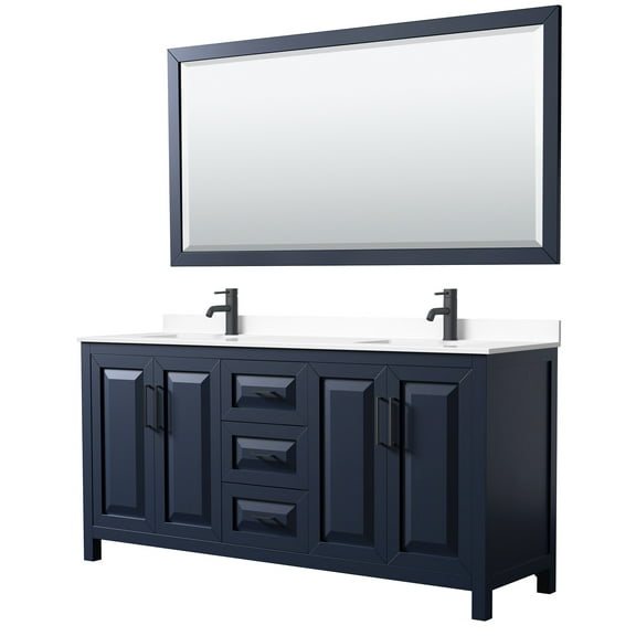 Wyndham Collection Wcv252572d-Vca-M70 Daria 72" Free Standing Double Basin Vanity Set -