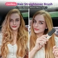thumbnail image 4 of Foldable Mirror Brush Mini Portable Travel Cordless Negative Ionic Hair Straightener Brush and Curler 2 in 1 - Hot Comb Pink, 4 of 16