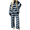 Dark Blue-#001, variant on Women's 2 Piece Striped Lounge Set Mock Neck Long Sleeve Pullover Top and Wide Leg Pants Loose Fit Casual Fall Travel Outfit,Dark Blue M