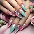 thumbnail image 1 of 24pcs Almond Press Nails Medium Stiletto False Nails with Glazed Cat Eye Design Acrylic Artificial Nails Multicolor Gradient Gel Nails Glossy Stick On, 1 of 4