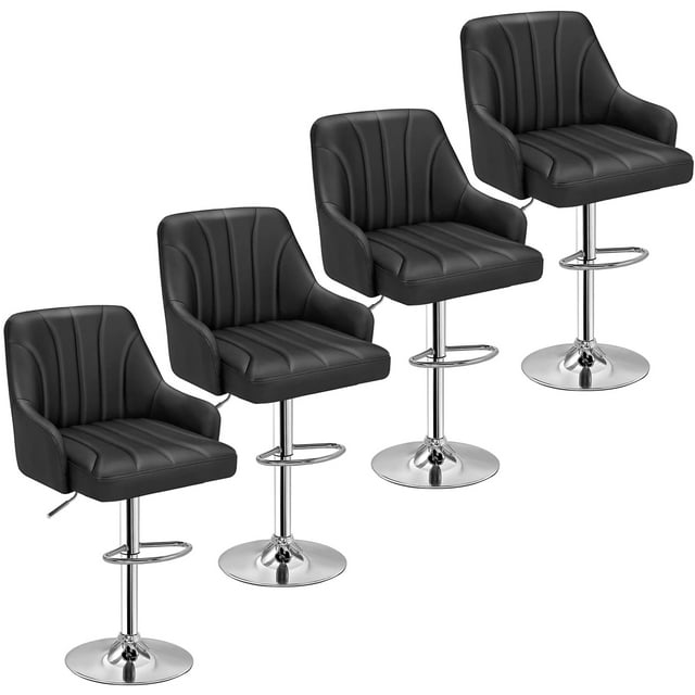 Juego de 4 taburetes de bar VECELO con altura regulable, color negro