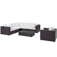 thumbnail image 2 of Modway Convene 7 Piece Outdoor Patio Sectional Set in Espresso White, 2 of 8