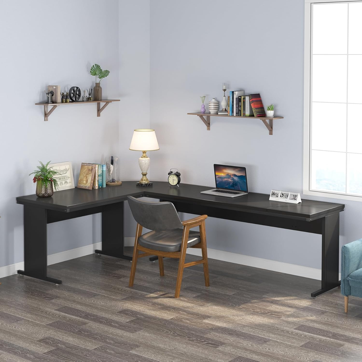Tribesigns 83-Inch Large L Shaped Desk, Modern Reversible Executive Office Desk for Home Office (Black)