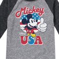thumbnail image 3 of Disney - Americana - Mickey Mouse USA Flag - Toddler And Youth Raglan Graphic T-Shirt, 3 of 4