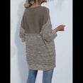 thumbnail image 4 of Suéter Holgado de Cuello Redondo para Mujer, de Otoño e Invierno, de Punto con Contraste de Colores. Caqui L, 4 of 7