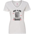 thumbnail image 3 of Inktastic Just A Girl Who Loves Books Women's V-Neck T-Shirt, 3 of 5