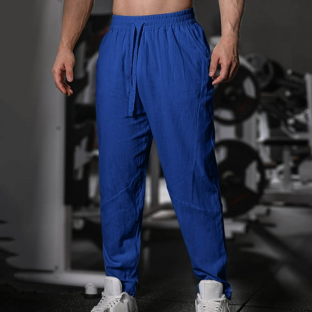 Pantalones largos para hombre, de color liso, informales, a la moda, ventilados, holgados, para hacer ejercicio, de poliéster.