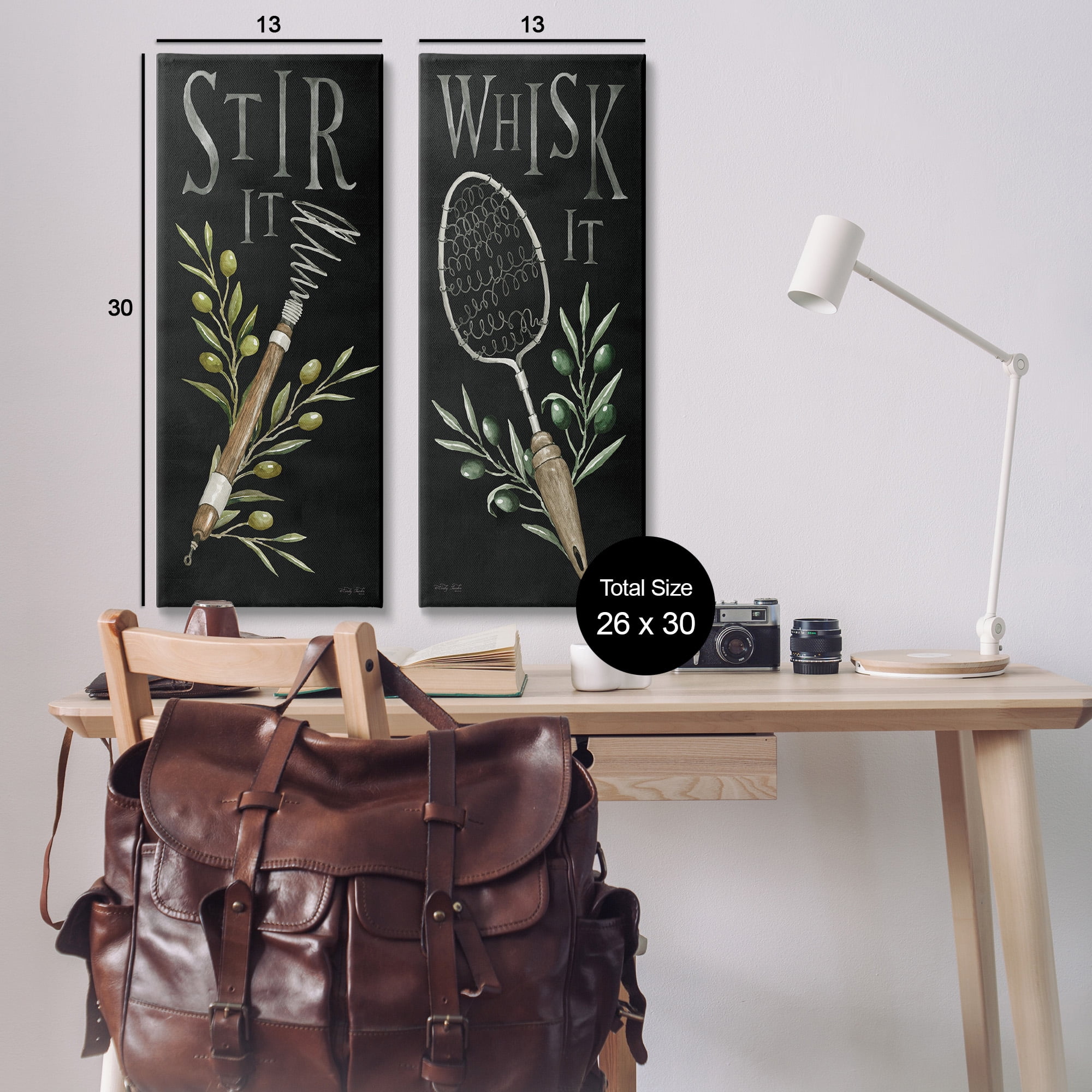 Stupell Industries Vintage Kitchen Phrases Botanical & Floral Painting Gallery Wrapped Canvas Art Print Wall Art, 13 x 30, Set of 2