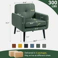 thumbnail image 6 of Mid Century Accent Chair Set of 2, Fabric Modern Chair with Wooden Frame, Cozy Armchair Reading Chair with Comfy Back for Apartment, Living Room, Bedroom, Waiting Room, Small Space, Corner(Green), 6 of 10