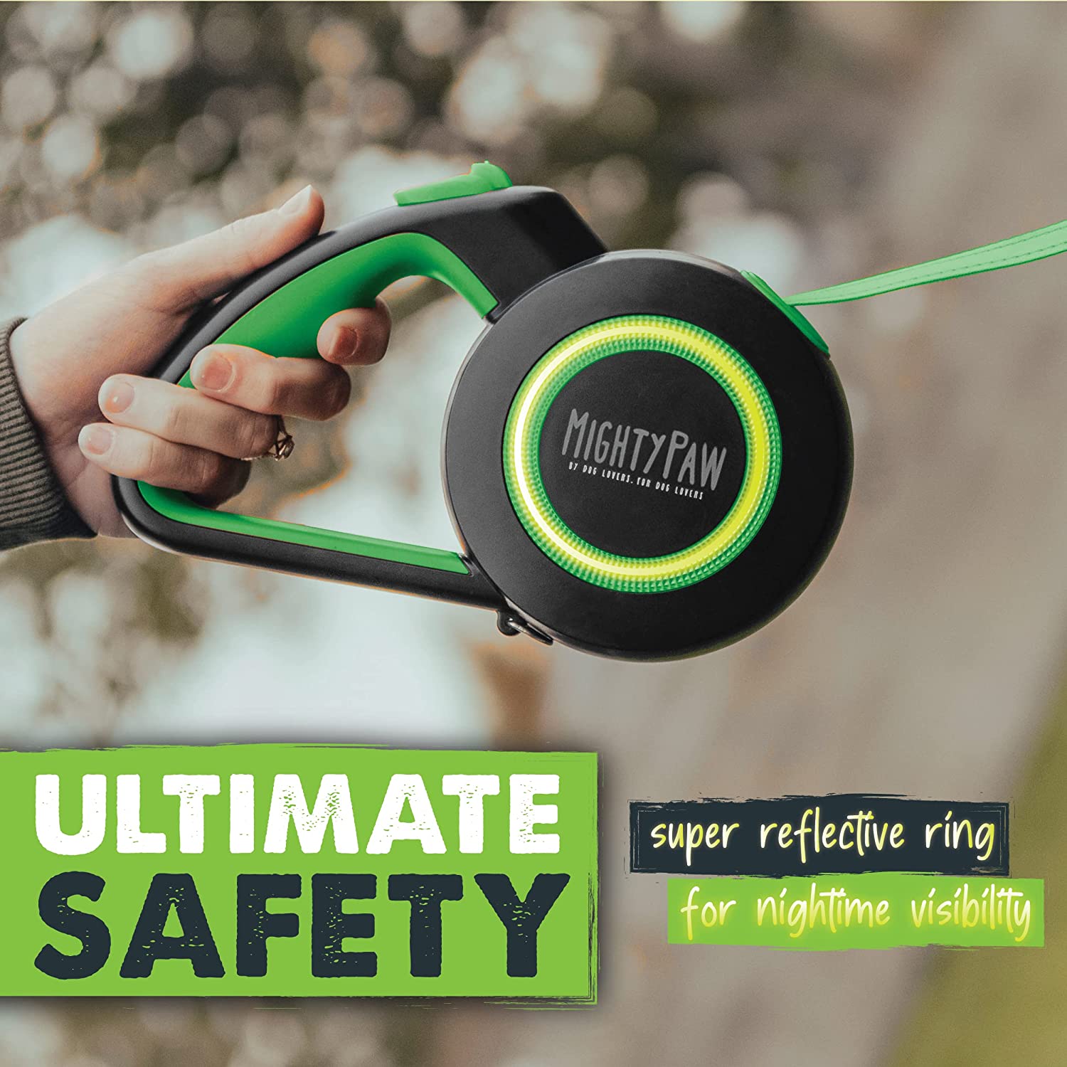 Mighty Paw Retractable Dog Leash 2.0, 16 Feet Green photo 3