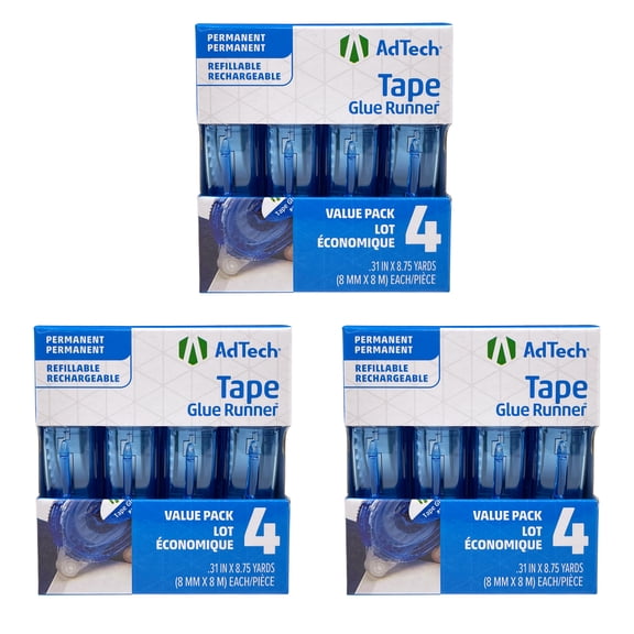 Adtech Permanent Glue Runner, 35 Yards Total, 4-Pack | Adhesive Roller for Crafts, Scrapbooking, and DIY Projects