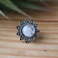 thumbnail image 2 of LD DESIGNS - Sunflower Moonstone Ring Artisan Crafted Oxidized Sterling Silver With Delicate Floral Design, 2 of 7