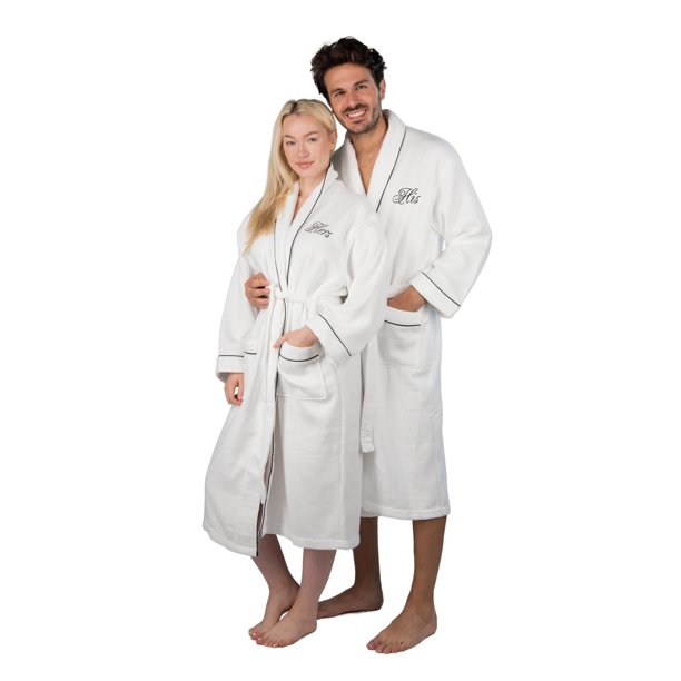 His and Hers Waffle Bathrobes Couples Bathrobe Set