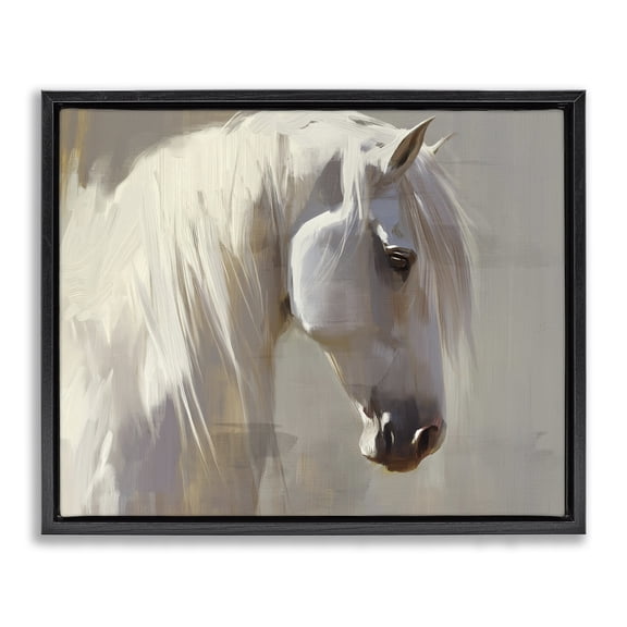 Stupell Industries Transitional White Moon Horse Black Floating Frame Canvas Art, 21 x 17, by Svetlana Aleynikova