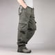 thumbnail image 4 of Puntoco Pantalones casuales largos para hombre, pantalones deportivos cargo con cintura elástica, cierre de velcro, cordones y múltiples bolsillos con correa en la pierna para hombre, 4 of 5