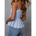 thumbnail image 4 of Women'S Striped Sleeveless Peplum Top Ruffle Hem Ruched Bust Camisole Blue XXL, 4 of 5