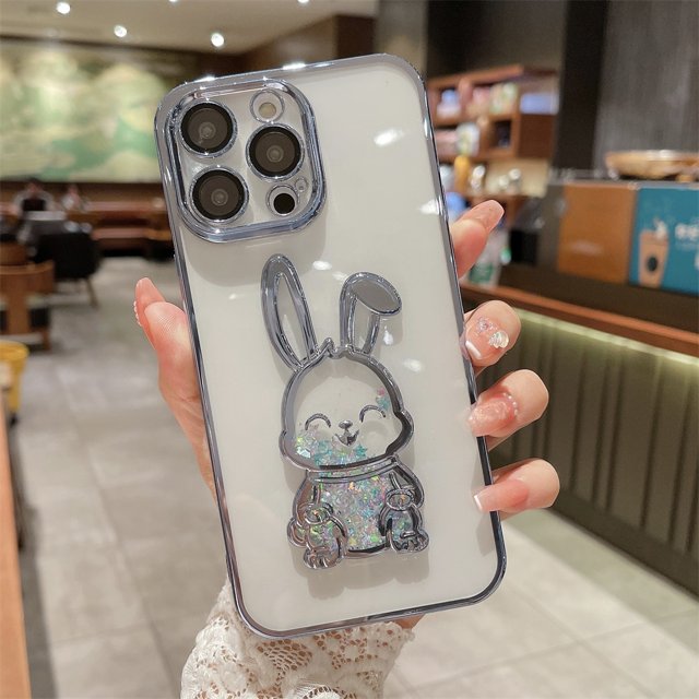 Funda de arena movediza de oso de dibujos animados para iPhone 11, 12, 13, 14, 15 Pro Max, 7, 8 Plus, XR, X, Xs Max, película protectora de lente, cubierta transparente a prueba de golpes