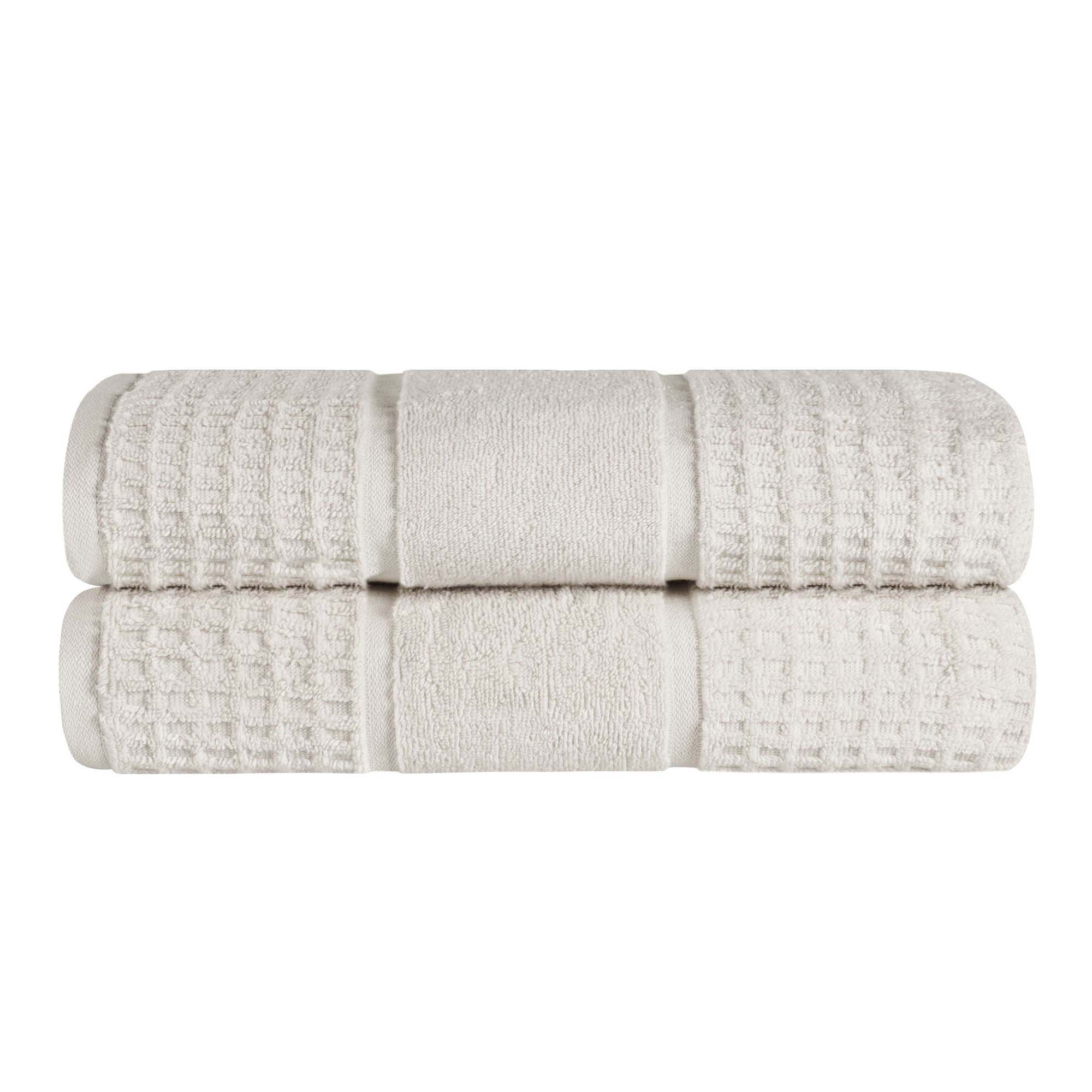 Superior Zero Twist 2-Piece Cotton Bath Sheet Set, Waffle Border Ultra Doft Quick Dry Towels, Stone