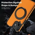 thumbnail image 4 of ELEHOLD Case for iPhone 11,  Magnetic Leather Case with 360°Rotatable Ring Stand [Compatible with MagSafe] Phone Case,Orange, 4 of 6