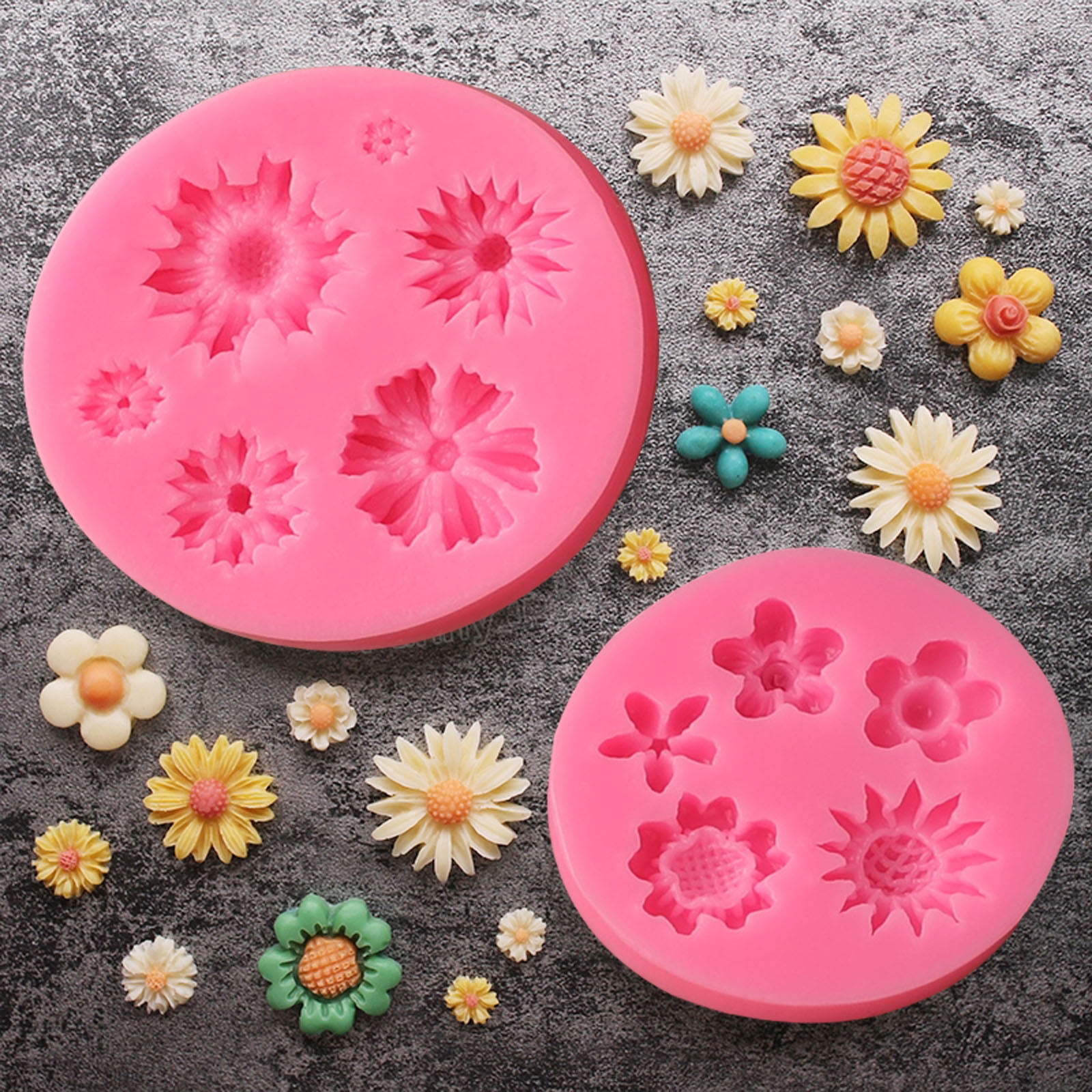 Flower Silicone Mold 7 Pack Rose Mold Flower Cake Fondant Mold Butterfly Mini Bow Mold for Cupcake, Chocolate Mini Muffins and Candy Making