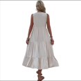 thumbnail image 3 of Vestido de Verano Sin Mangas, Holgado, Informal, con Escote en V, con y Bolsillos para Cruceros en la Playa, Color Albaricoque M, 3 of 10