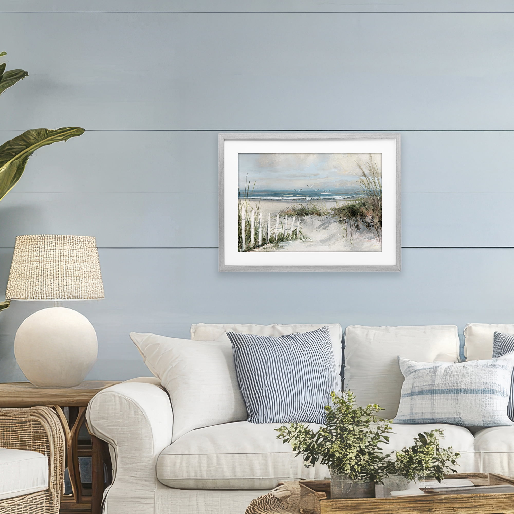 Stupell Industries Dunes With Weathered Fence Gray Framed Print Under Glass, design by Sally Swatland