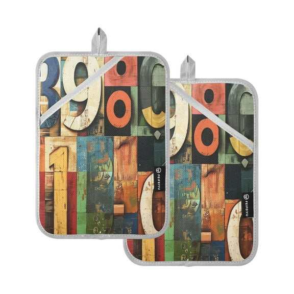 BZSMCE Pot Holder Oven Mitts Cooking baking Number Painting Creative Pattern Size:7x9.8in