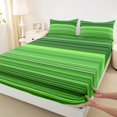 thumbnail image 5 of Castle Fairy Geometric Gradient Horizontal Stripe King Sheets 4pcs,Abstract Neon Thin Line Bedding,Lime Forest Green,1 Flat Sheet, 1 Fitted Sheet and 2 Pillowcases, 5 of 7