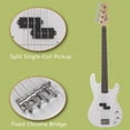 thumbnail image 6 of 4 String Electric Bass Guitar, Split Single-Coil Pickup, Right Handed Design, with Gig Bag, Strap, Spanner Tool for Youths & Adults (White), 6 of 10