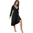 thumbnail image 4 of Valcatch Nightgowns for Women V Neck Long Sleeve Sleepwear Nightshirts Loungewear Black S-2XL, 4 of 8