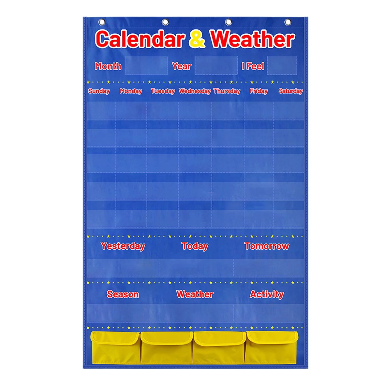 Calendar Weather Pocket Chart Classroom Monthly Calendar Chart with 114 Cards for Classroom Kindergarten Homeschooling