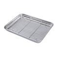 thumbnail image 1 of 2 Pcs/ensemble Plaque de Cuisson Rectangulaire en Acier Inoxydable avec Support de Refroidissement Amovible - 26x20x2.5cm, 1 of 9