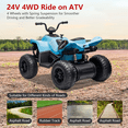 thumbnail image 5 of 24V Battery Powered, 4-Wheeler Quad Car Toy ATV for 3-8yrs, Electric Off-Road Car with 2 Speeds, LED Lights, Bluetooth, MP3, 5 of 9