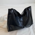 thumbnail image 4 of Womens Black Faux Faux Leather Tote Bag, Everyday Shoulder Bag & Work Tote Purse, Lightweight Versatile Carryall,Size Free Size, 4 of 7