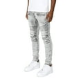 thumbnail image 2 of Victorious Men's Artisanal Crease Moto Biker Jeans - Grey - 42/32, 2 of 3