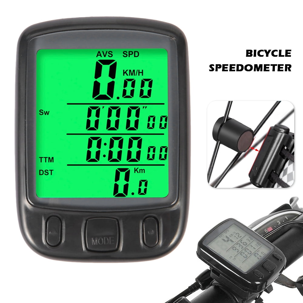 LCD Backlight Bike Computer Odometer Bicycle Cycling Speedometer Waterproof 