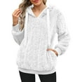 thumbnail image 2 of Yievot Womens Fuzzy Fleece Pullover Sweatshirt Drawstring Long Sleeve Sherpa Hoodie Casual Thermal Tops with Pocket, 2 of 7