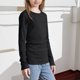 thumbnail image 5 of Camisas lisas de manga larga para niñas, lindas blusas casuales elegantes con cuello redondo, ropa, camisas de cuello redondo, top de poliéster para niñas, 5 of 8