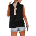 thumbnail image 4 of CUSTG Casual Blouses For Women Simple Summer Sleeveless V Neck Button Down Solid Color Linen Shirts Tank Blouse Leisure Tops, 4 of 6