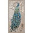 thumbnail image 3 of Barrett, Chad 14x24 Black Modern Framed Museum Art Print Titled - Peacock on Linen 1, 3 of 5