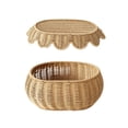 thumbnail image 2 of Yaayu Imitation Rattan Woven Storage Basket with Lid, Covered Organizer for Snacks Toys Clothing, Storage Bin for Home, Large, 2 of 5