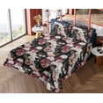thumbnail image 4 of Ambesonne Flowers Fitted & Flat Sheet with Shams 4 Pcs Set, Blossoming Roses Romantic, King, Black Multicolor, 4 of 5