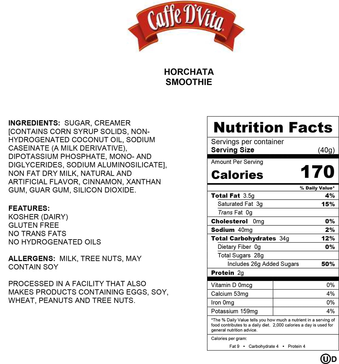 (6 Pack) Caffe D'Vita Horchata Powdered Drink Mix, 19oz canister