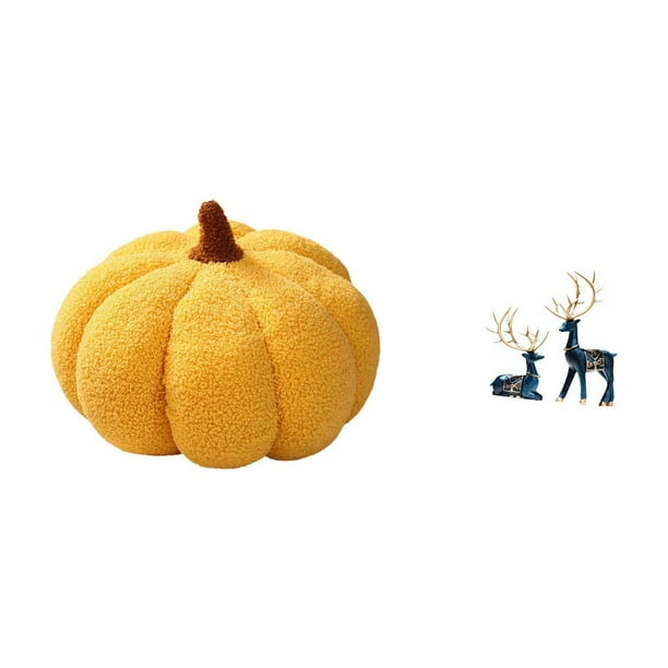 Cojines de calabaza de Halloween, cojines de sofá rellenos, decoración para dormitorio con estatua de reno sentado y de pie, adornos para sala de esta