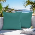 thumbnail image 3 of Throw Pillow Covers 18x18 Inch Set of 2, Dark Blue Waterproof Outdoor Pillow Covers, Rustic Dark Green Solid Color Modern Art Decorative Cushion Pillowcases for Couch, Sofa, Bed, Garden, Patio, 3 of 9