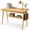 Wood, variant on Solid Wood Writing Desk 47 Inch with 2 Drawers & Storage Shelf Mid Century Modern Home Office Desk with Hooks for Bedroom Study Wood