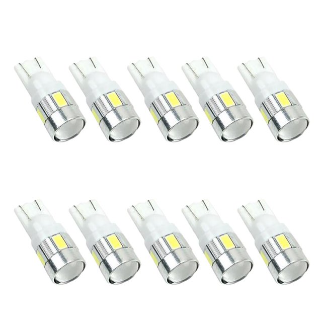 Bombilla T10 6SMD led color blanca Zulema Iluminación interior del coche 10 Piezas