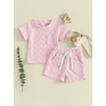 thumbnail image 3 of Aojekbee Baby 2 Piece Outfits Checkerboard Pattern Short Sleeve T-Shirt and Elastic Shorts Set for Toddler Girl Boy Cute Clothes, 3 of 10